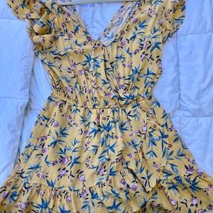 American Eagle Yellow Floral Romper